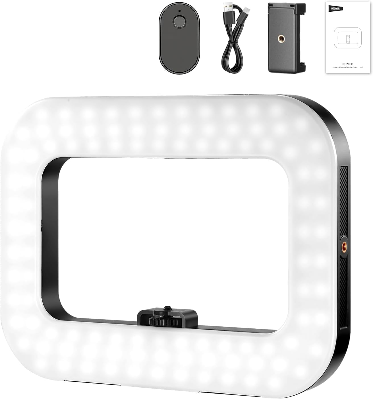 Mobile Light for Video Recording, Handheld Phone Stabilizer with Light, 8000mAh LED Selfie Phone Ring Light with Phone Holder, Smartphone Video Rig for Camera, Action Camera, Vlog, TikTok