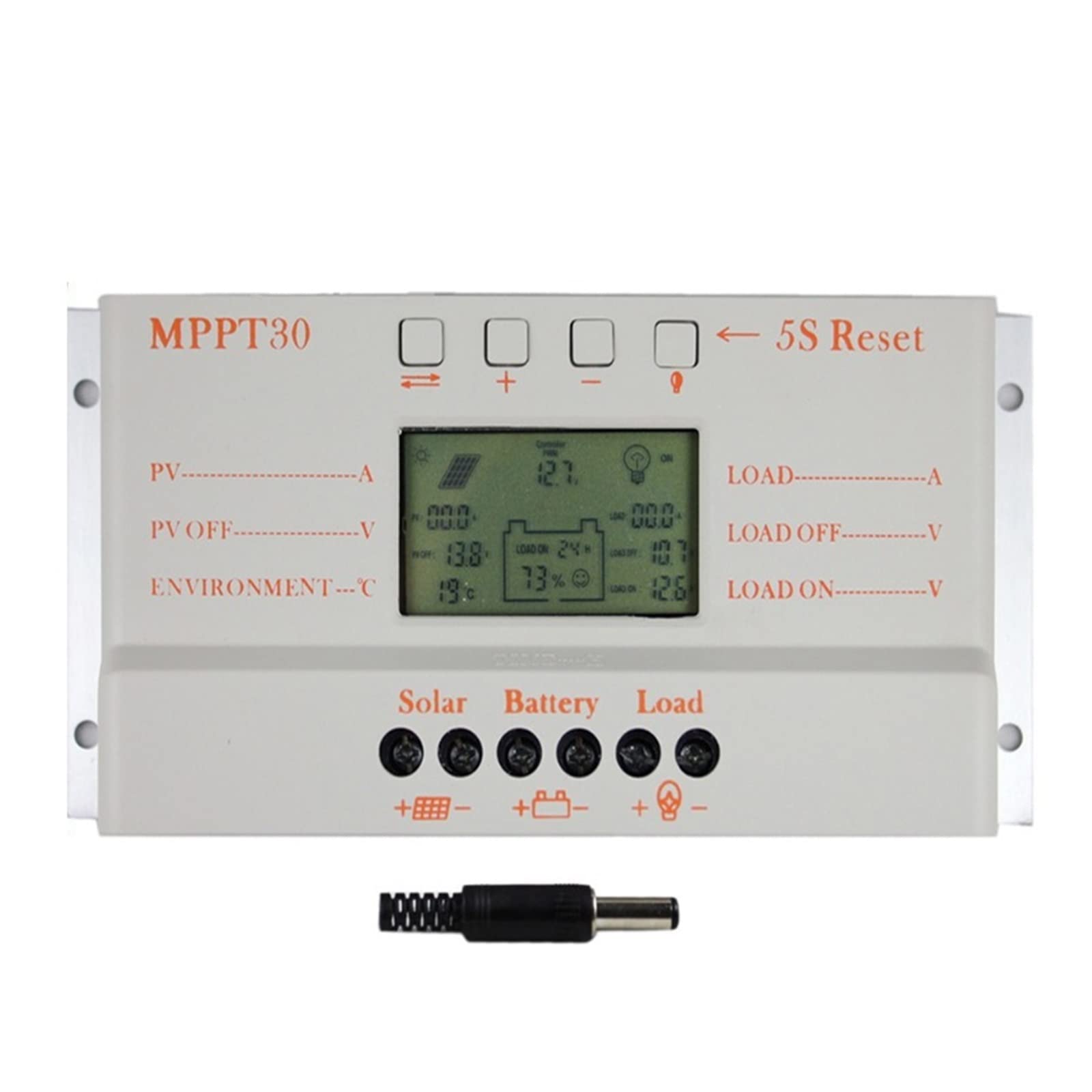 Regolatore Solare, MPPT 30A LCD Regolatore di Carica Solare 12V 24V Interruttore Automatico 30A Regolatore del Pannello Solare Con Display Luce di Carico E Timer Controller