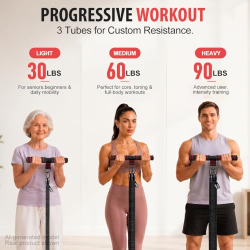 Image of Adjustable Foot Pedal Resistance Band with Handle, Multifunction AB /Core Workout Equipment for Women, 3-in-1 Exercise Bands for Working Out, 30-90lbs Heavy Duty Home Gym Yoga Fitness Equipment