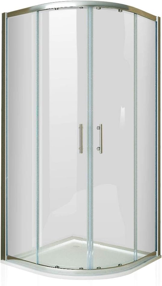 Seesuu Glass Shower Door Sliding Shower Enclosure with Stainless Steel Handle, 35.43-Inch x 35.43-Inch Neo Corner Shower for Bathroom, Chrome