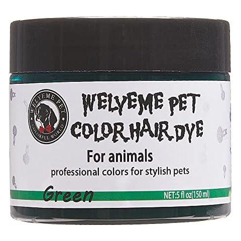 WELYEME Dog Hair Dye Green, Permanent Pet Hair Dye, Professional Dog Safe Hair Dye, Bright Color for Dogs and Horses Cover