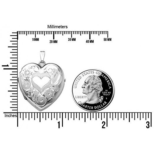 PicturesOnGold.com Sterling Silver Heart Four Photo Locket - 1-1/4 Inch X 1-1/4 Inch Solid Sterling Silver with Engraving2