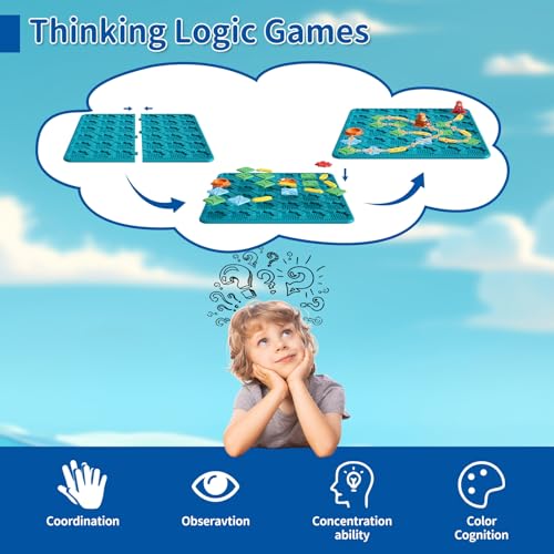 Image of Kids Board Games Learning Toys, STEM Educational Logic Kits with 200+ Challenges & 4 Difficulty Levels, Brain Puzzles Maze Games for Boys Girls Ages 3-10 Birthday Gifts