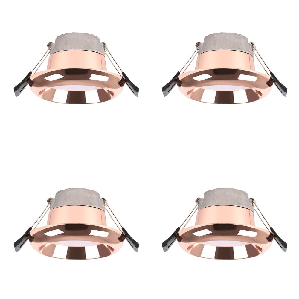 4 Sztuki Wpuszczanych Lamp Sufitowych Led, 3,5-Calowa Metalowa Oprawa Oświetleniowa 3Cct, Ściemnialna, Regulowana Temperatura Barwowa 3000K/4000K/6000K, Różowozłota Listwa Maskująca, Oświetlenie Led
