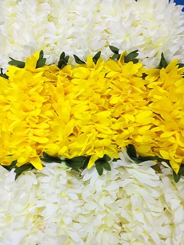 Image of Veni Gajra Hair Bun Artificial mogra Jasmine Juda Scrunchies For Women Pack 4 pieces (yellow white)