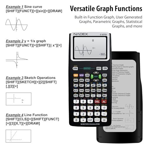 Scientific Calculator with Graphing, Includes Carrying Case, for College and High School Students, Calculus, Algebra, Geometry, Trigonometry, Statistics, Physics, Chemistry, Black