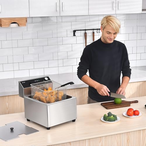 Commercial Deep Fryer with Basket, 1700w 11.6Qt 0.6mm Thickened Stainless Steel Countertop Electric Fryer for Home and Commercial Use, Oil Fryer with Double Overheat Protection - Image 3