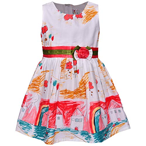 Image of Wish Karo Baby Girls Cotton Frock Causal Dress for Girls-Orange Dress - (ctn306)