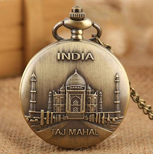 Image of AUGEN Pocket Watch Metal Keychain Taj Mahal Retro Vintage for Gifting With Key Ring Anti-Rust (Pack Of 1)