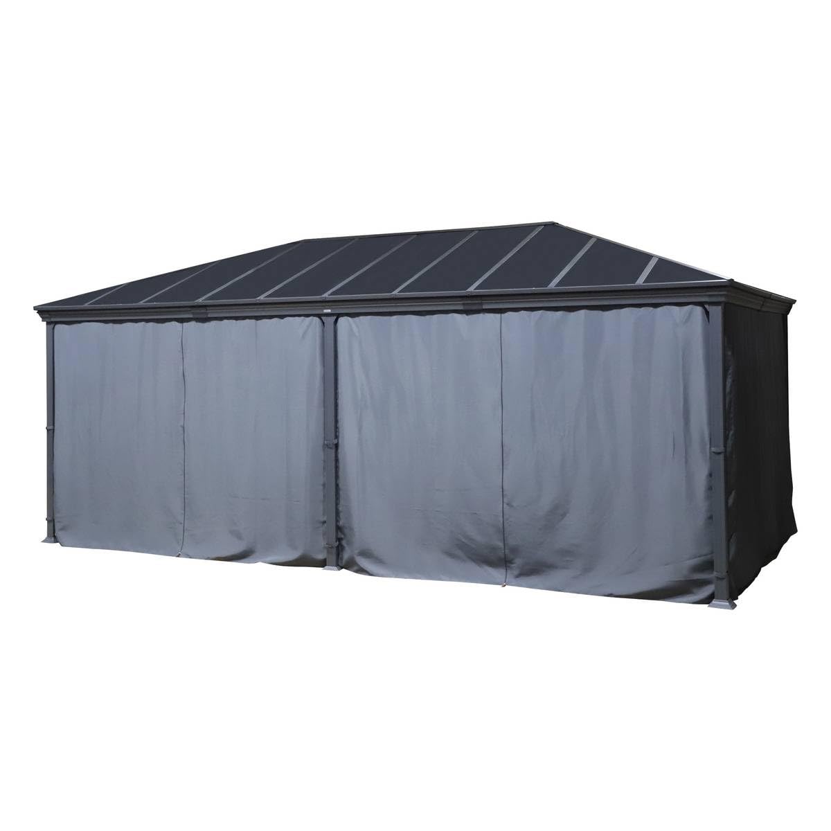 Hespéride - Pergola autoportante Belize Graphite 3,6 x 6m en Aluminium et Polycarbonate