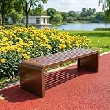 Wnanch Wetterfeste Gartenbank Metall, 2-Sitzer Parkbank mit Stahlrahmen, Outdoor Sitzbank Robust, Allwetter Parkbank ohne Rückenlehne für Veranda,...