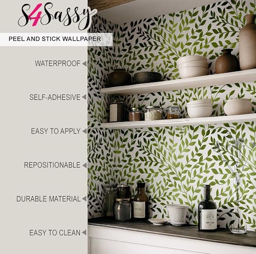 Papier peint autocollant vinyle amovible S4Sassy vert - 6