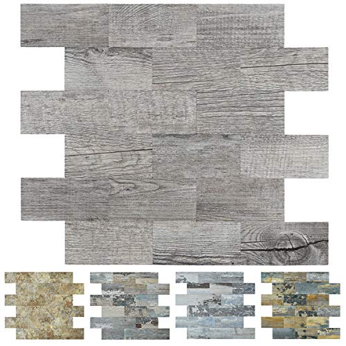 Art3d 10 Sheet (Pack Of 10) Wall Panel Wood, Gray