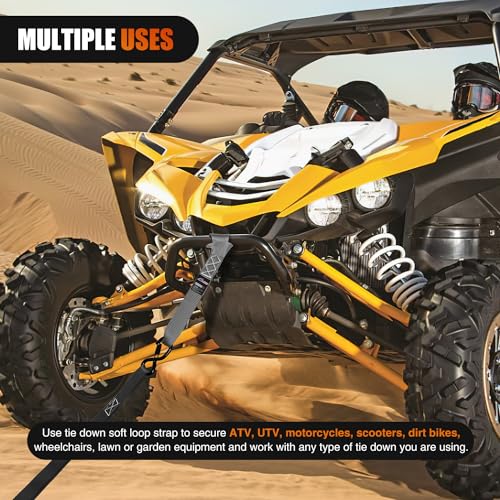 Image of Nilight Soft Loop 1.7 inchx17 inch Motorcycle Tie Down Straps Heavy Duty 12000Lbs Max Break Strength for Securing ATV UTV Kayak Moving Cargo (8PK-Grey)
