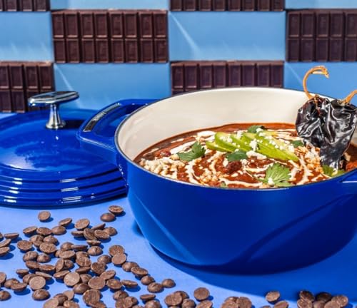 Image of Lodge USA Enamel 4.5 Qt Enameled Cast Iron Dutch Oven - Cast Iron Cookware - Dutch Oven Pot with Lid - Smoothing Sailing Color - 4.5 Qt Capacity
