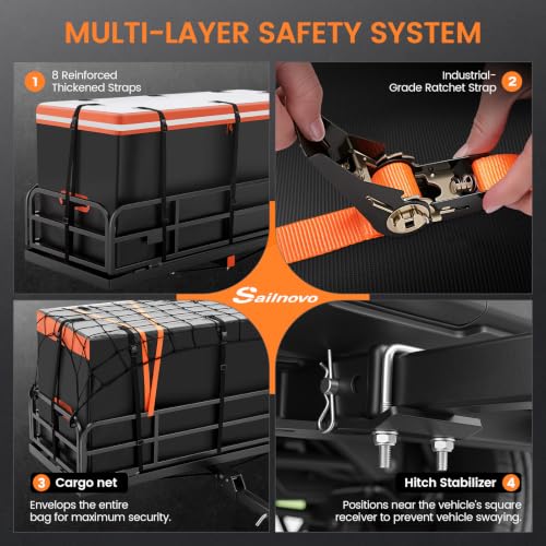 Sailnovo Hitch Mount Cargo Carrier 60"*20"*14"+ 19 Cu.Ft. Waterproof Bag by Sailnovo - Used condition - Image 4