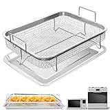 Air Fryer Basket for Oven,2 Pieces 11.8 * 8.8'' Non-stick Steel Mesh Grill Basket Air Fryer Baking Tray Accessories Rack Roasting Basket for Convection Oven with Air Fryer, Dishwasher Safe