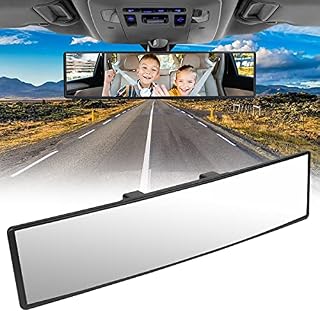URAQT Rear View Mirror, Universal Anti Glare Learner Driving Instructor Mirror, HD Convex Rearview Mirror, Suitable for Car, SUV, CRV, Vans, Trucks Wide Angle Rear View Mirror (300 X 8.5 mm)