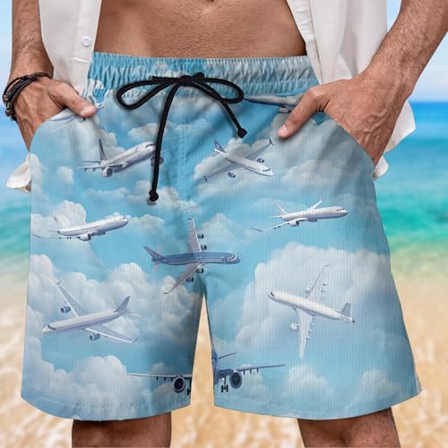 Mens Airplane Swim Trunks - Aircraft Swimming Trunks for Men, Hawaiian Military Helicopter Beach Shorts4