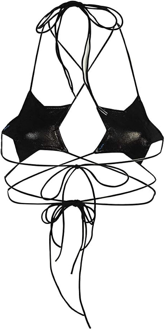 Miniatura 3 de FlyCC Sujetador envolvente envolvente con tirantes de estrella metálica brillante para mujer, Metálico