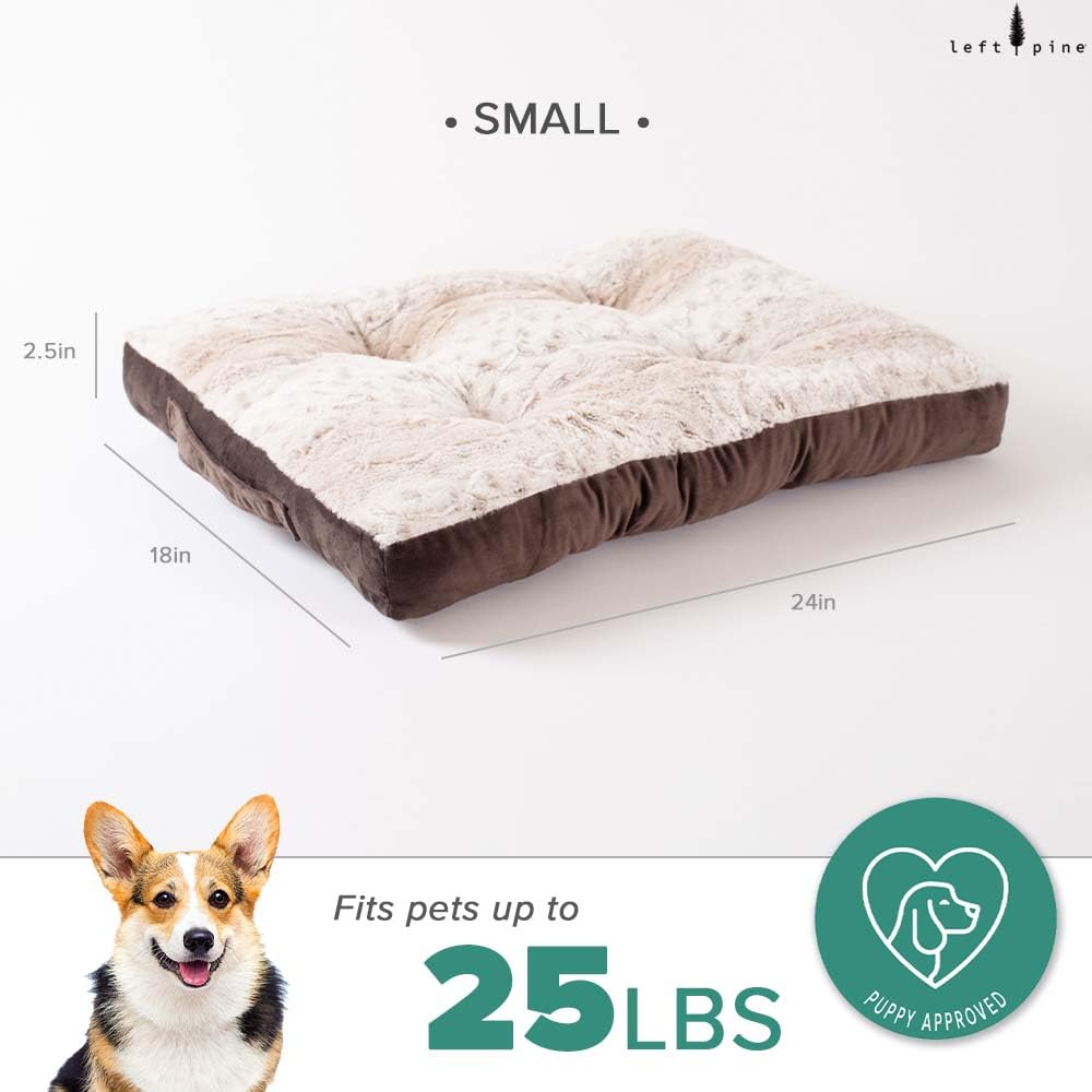 Hundematte mit Zwickel, Plüsch-Haustierbett, Deluxe-Schlafmatte für Welpen oder kleine Hunde, flauschig, Füllung aus recycelter Faser, maschinenwaschbar, passt in die Kiste (hellbraun,
