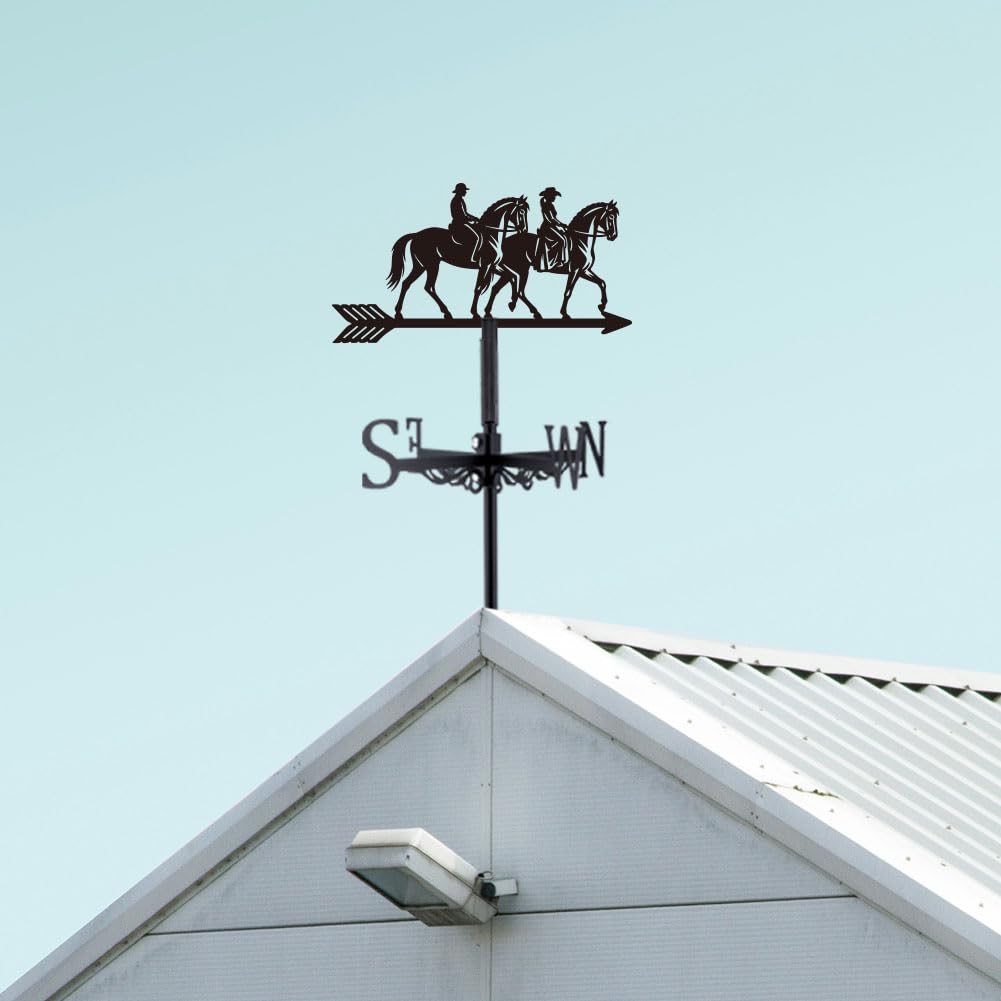 SUPERDANT 1 juego de veletas de hierro negro para jinetes de caballos de hierro, veleta de viento, indicador de viento, fácil de instalar, listo para regalo, adecuado para patio, casas y cobertizos de
