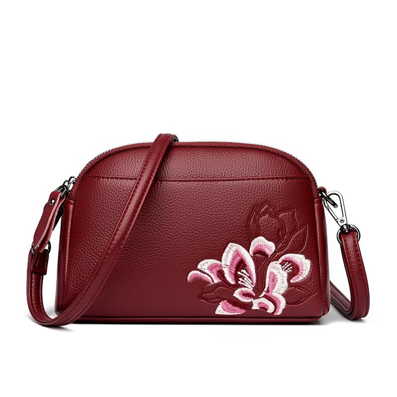 Women's Crossbody Bag With Peony Embroidery-Adjustable Shoulder Purse, Lightweight Satchel Handbag.