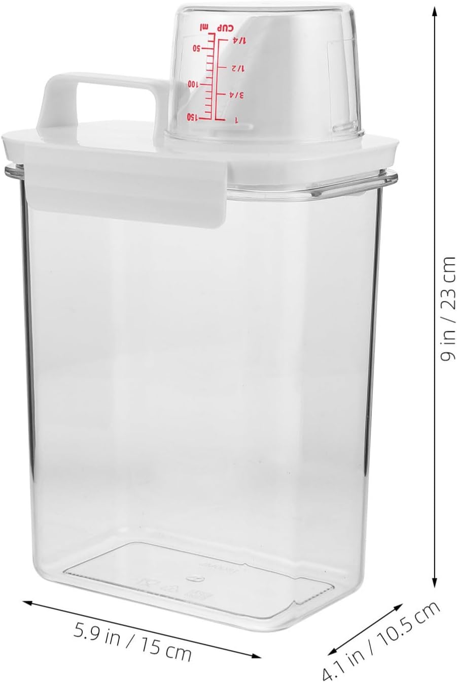 Multifunctional Airtight Plastic Detergent Dispenser for Laundry Powder and Liquid with Measurement Markings, 1800ml Storage Box for Laundry Room or Bathroom Organization