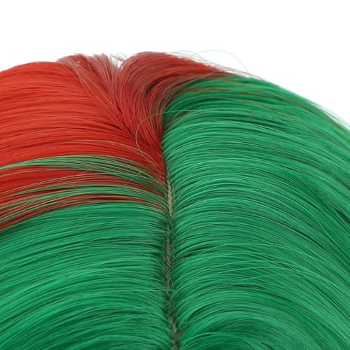 Image of PATTNIUM Red Green Wig for Kids Girls Short Red and Green Wigs Side Part Shoulder Length Wavy Heat Resistant Synthetic Wig