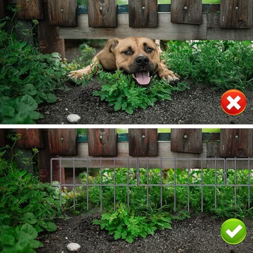 Aotuosa 10 Stück 43 x 33 cm Gartenzaun zum Stecken mit Verbindungsschnallen Metall Steckzaun Hundezaun Tierabsperrzaun Garten Zaun Dekorative Zaunelementen für Hunde Gitterzaun Set