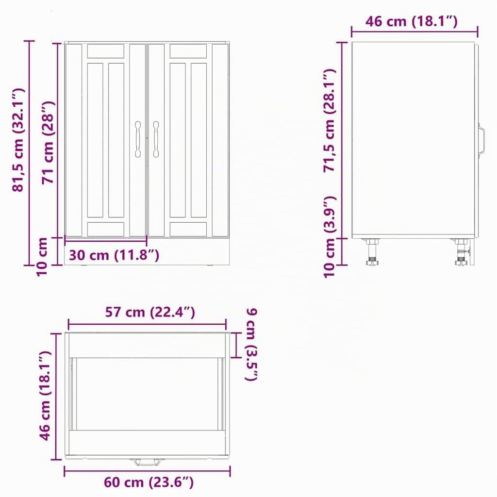 vidaXL Mueble bajo Fregadero Lucca Madera contrachapada Roble Sonoma