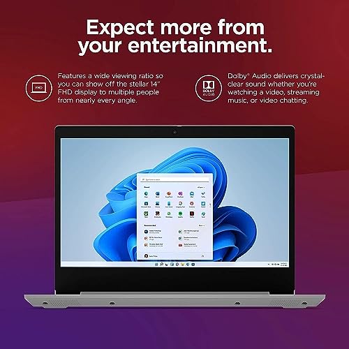 Image of Lenovo 2023 Newest IdeaPad 3 14 inch 1920x1080 FHD Laptop, Intel Core i3-1115G4(Beat i5-1035G4), Intel UHD Graphics Platinum, 8GB RAM, 512GB SSD, Webcam, HDMI, WiFi - Grey