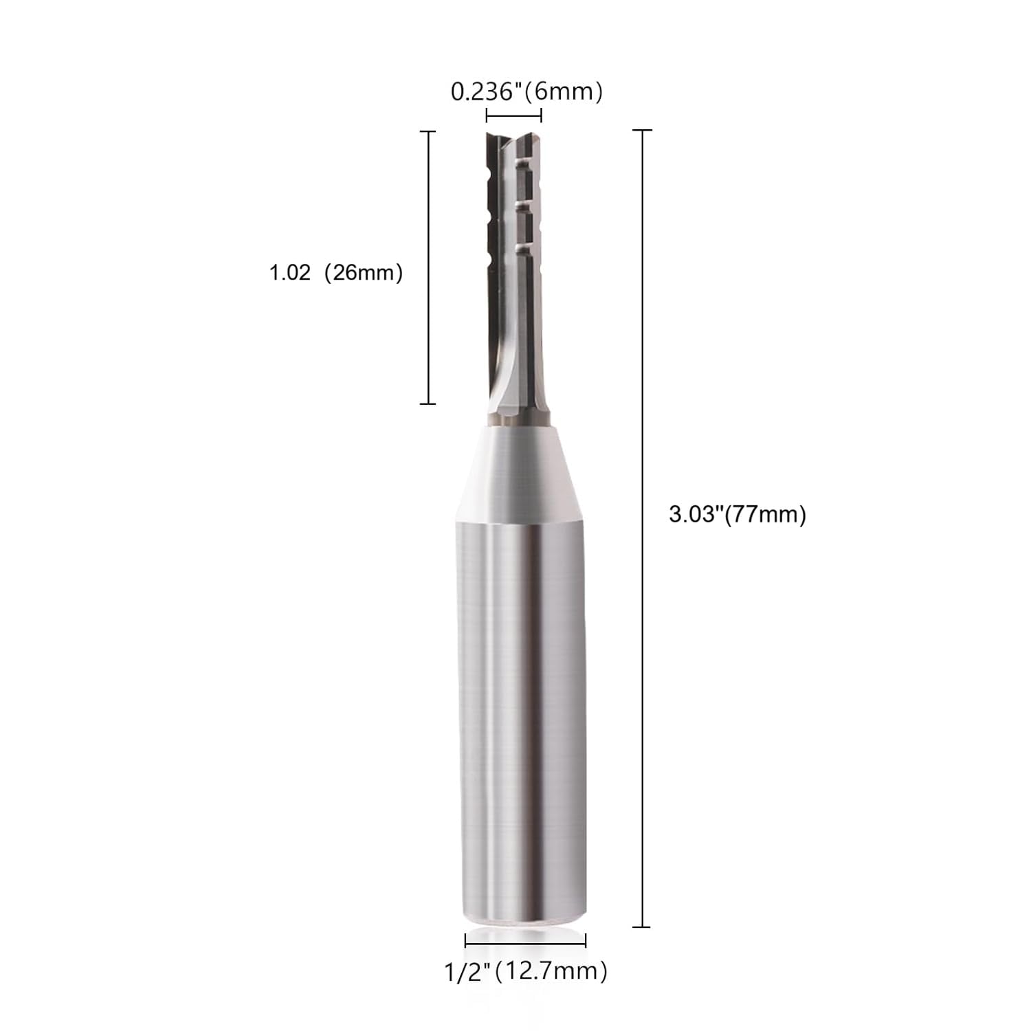 Punte per router CNC, codolo da 1/2", 3 scanalature, punta dritta per fresa per fresa a taglio CNC per legno (12,7 x 6 x 25, 2)