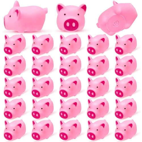 25PCS Mini Pink Squeaky Pigs Floating Squeaky Bath Props for Shower Birthday Party Favors Tiny Cute Rubber Pigs for Party Decorations Prizes Supplies