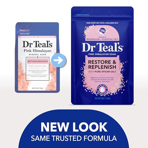 Dr Teal's Epsom Salt Magnesium Soak, Restore & Replenish with Pink Himalayan Salt, 3 lbs - Image 4