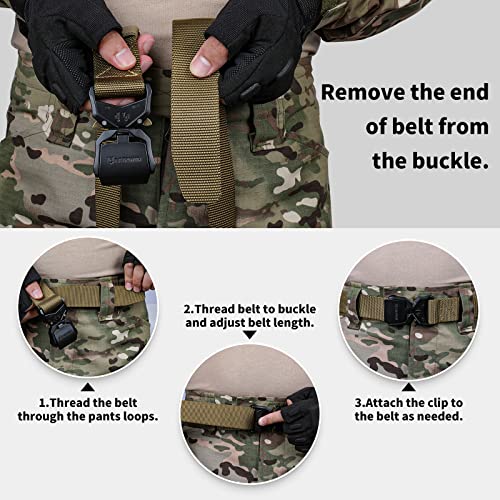 Image of FAIRWIN Tactical Belt, Military Style Webbing Riggers Web Gun Belt with Heavy-Duty Quick-Release Metal Buckle