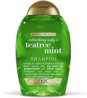 OGX Extra Strength Refreshing Scalp + Teatree Mint , Invigorating Scalp Shampoo with Tea Tree & Peppermint Oil & Witch Hazel, Paraben/ Sulfate-Free Surfactants, 13 fl oz