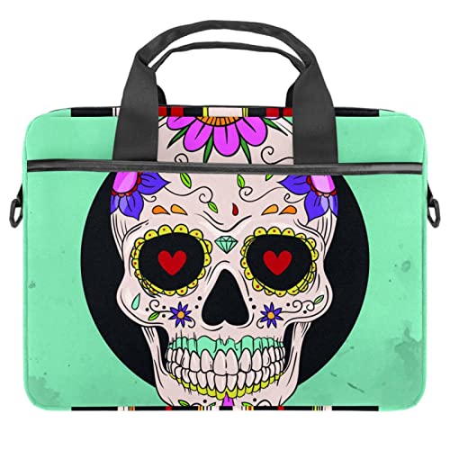 Maletín para portátil de 13 a 14.5 pulgadas con diseño de calavera multicolor para diario
