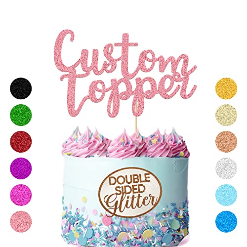 Personalized Cake Topper Birthday Cake Toppers 11 Colours Wedding Cake Topper With Any Text Numbers Double Sided Glitter Cake Decoration For Anniversary Baby Shower(Baby Pink) #TOP1