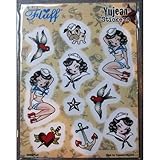  hotrodspirit - Mini Planche Stickers pin up Marine 15x11cm Autocollant Ancre hirondell Rockabilly