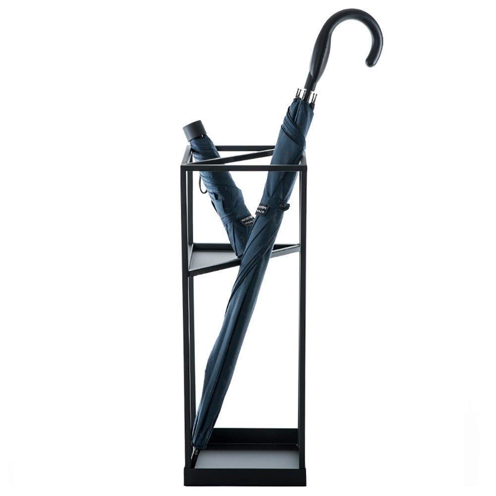 Porte-parapluie intérieur et extérieur avec bac de récupération d'eau métallique noir