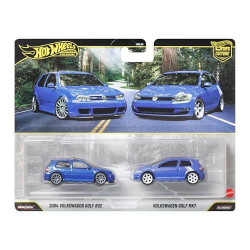Hot Wheels Premium Car Culture 2er-Pack Fahrzeuge im Maßstab 1:64 Einzigartige Zusammenstellungen Real-Riders-Reifen Metall-/Metall-Karosserie Spielzeug für Sammler JHW49