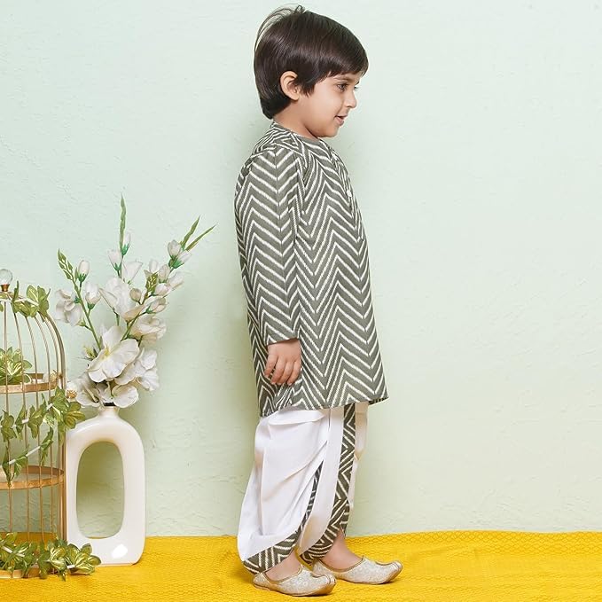 Image of AJ DEZINES Kids Ethnic Wear Pure Cotton Dhoti Kurta Set For Boys