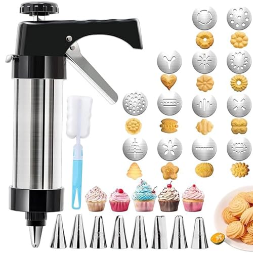Churreras Para Churros, Pistola Para Hacer Galletas, Cookie Press, Maquina De Churros De Acero Inoxidable Con 13 Discos Y 8 Boquillas