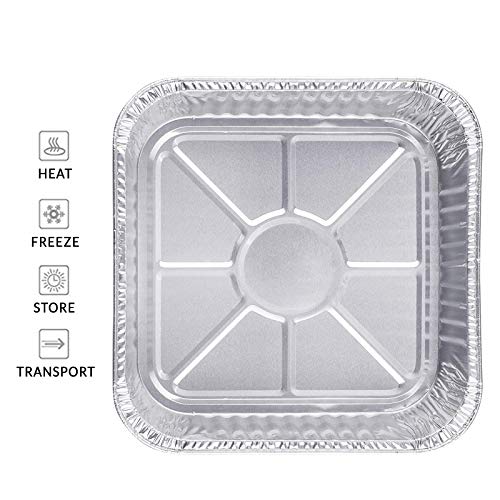 Image of 8x8 Disposable Aluminum Pans With Lids - 50 Pack Foil Pans For Cooking, Baking Cakes, Roasting & Homemade Breads - Disposable Food Containers With Foil Lids
