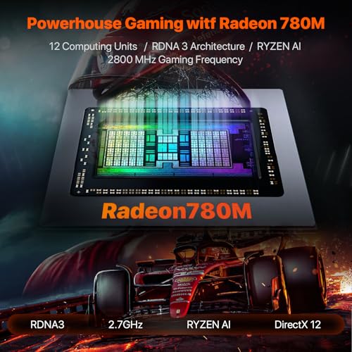 Image of PELADN Mini PC, AMD Ryzen 9 7940HS (8C /16T, Up to 5.1GHz) Radeon 780M 16GB DDR5 RAM /1TB NVMe SSD, 4K HD, BT5.2, USB4.0 /Typc-C /DP /HD, WiFi6 2.4G /5G, Desktop PC RGB Light Mini Computers, 3-Year Warranty