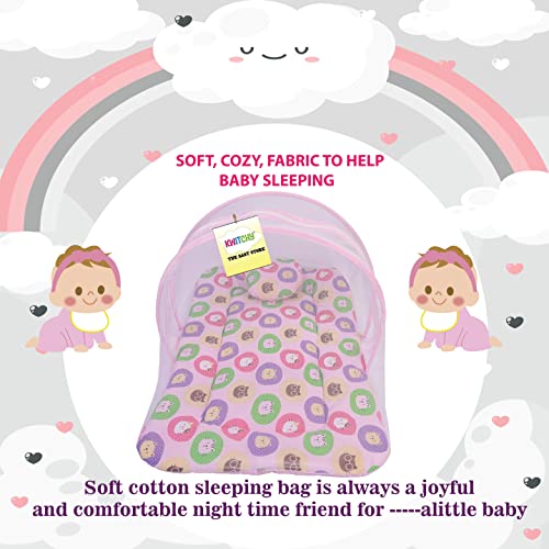 Image of Kwitchy New Born Baby Bedding Combo of Mattress with Net | 4 Pcs Gadda Set (0-6 Months) Pink (3PCS Set)