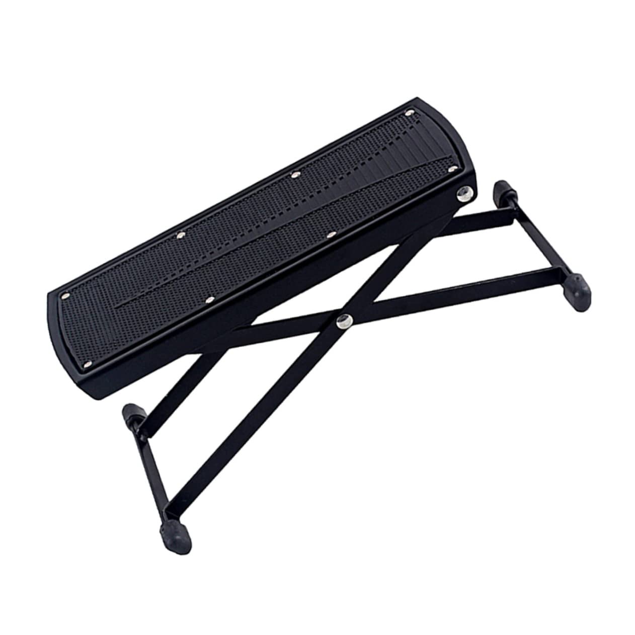 Yardwe Poggiapiedi per Chitarra Nero in Ferro, Regolabile e Pieghevole, Pad Antiscivolo, Supporto Stabile per Basso e Chitarra