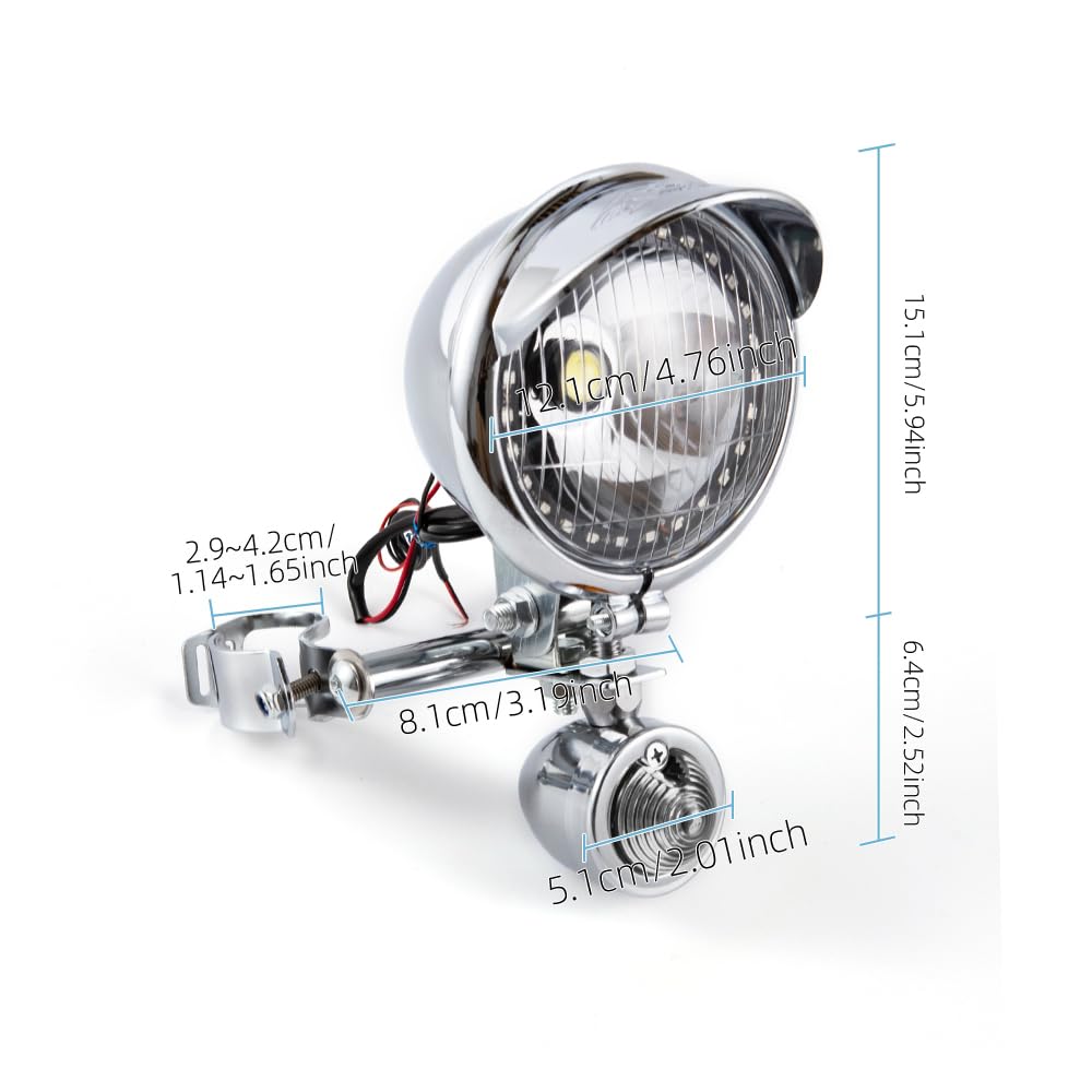 Faretti Moto Supplementari Chrome 1 Set Fendinebbia Moto Cromati Fari Supplementari LED Compatibili Con Shadow VT 750 1100