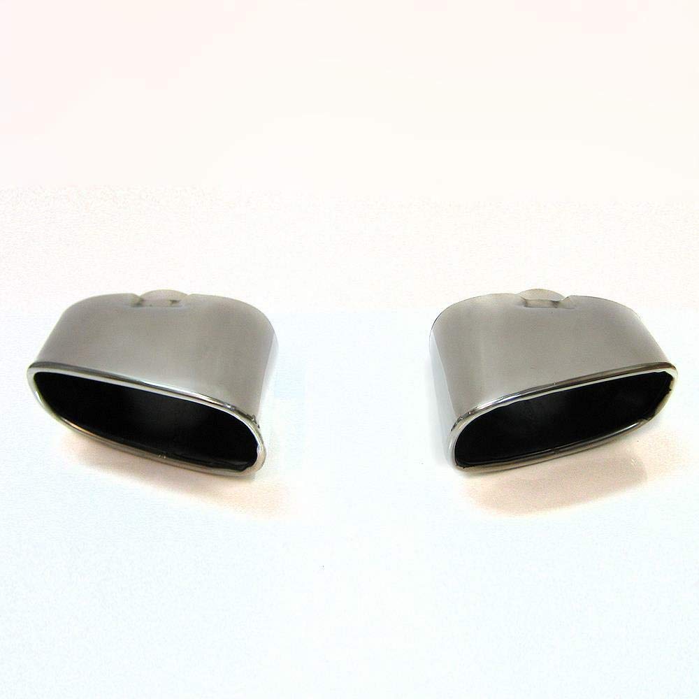 Doppel Auspuffblende Endrohr Auspuff Schalldampf Sport Oval Sportauspuff Blende Edelstahl Chrom Kompatibel mit Bmw AutoHobby
